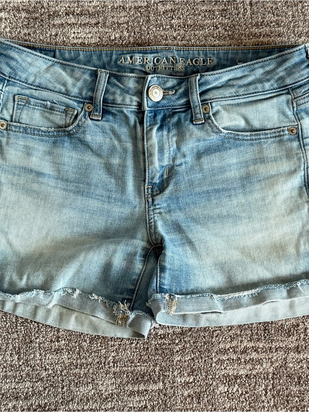 American Eagle Outfitters Washed Light Blue Denim Cutoff Shorts